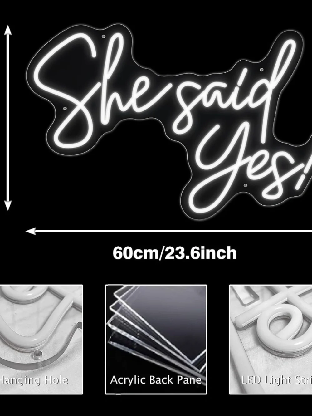 New FARNEW She Said Yes Neon Sign Flex Led Neon Light Logo Custom White